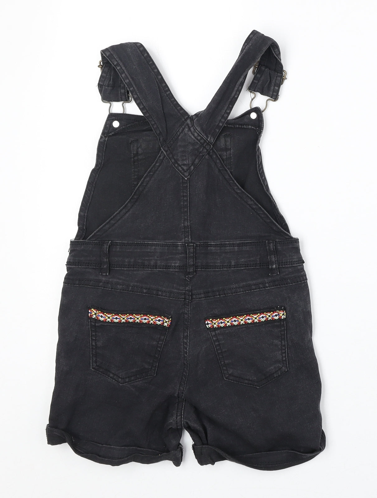 Pep&Co Girls Black Cotton Dungaree One-Piece Size 7-8 Years Buckle