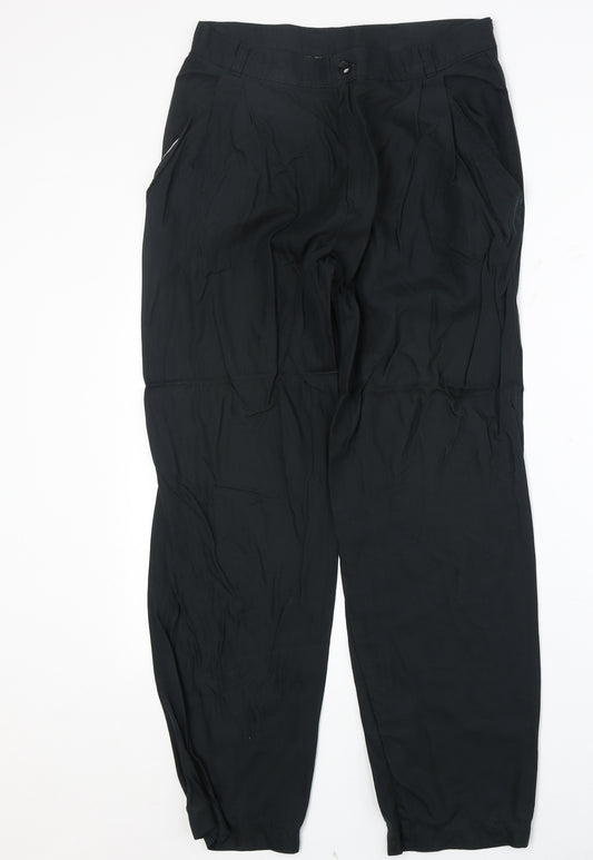 Mauritz Mens Black Polyester Trousers Size 29 in Regular Zip