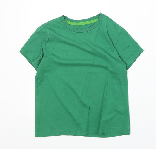Lapsa Boys Green 100% Cotton Basic T-Shirt Size S Round Neck Pullover
