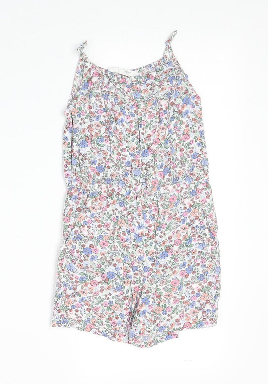 H&M Girls Multicoloured Floral Viscose Romper One-Piece Size 3-4 Years Pullover
