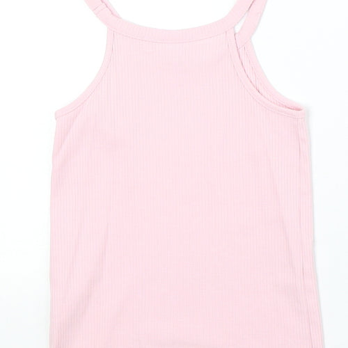 TU Girls Pink Cotton Basic Tank Size 6 Years Round Neck Pullover