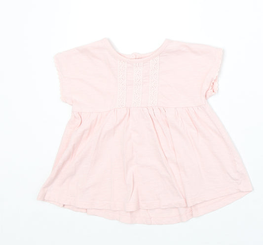 George Girls Pink 100% Cotton Basic T-Shirt Size 3-4 Years Round Neck Button