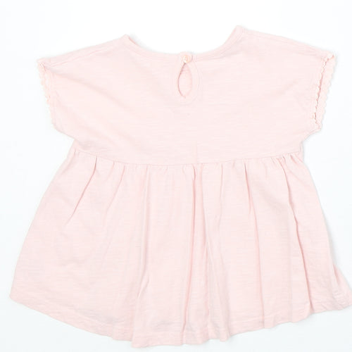 George Girls Pink 100% Cotton Basic T-Shirt Size 3-4 Years Round Neck Button