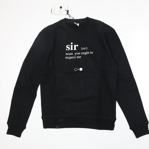 Black and White Society Mens Black Cotton Pullover Sweatshirt Size L - Sir Definition