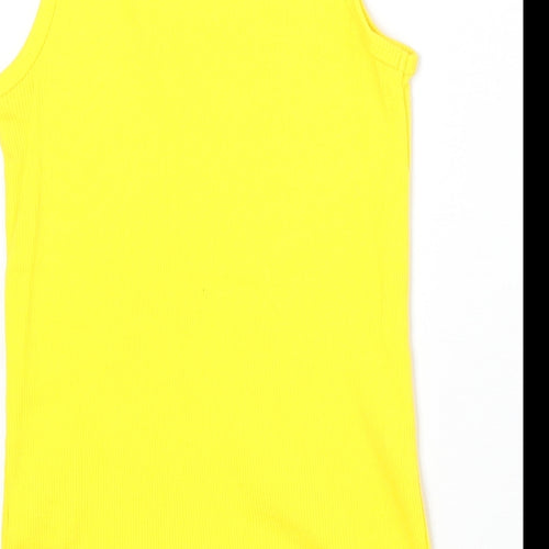 Young Dimension Girls Yellow 100% Cotton Basic Tank Size 9-10 Years Scoop Neck Pullover