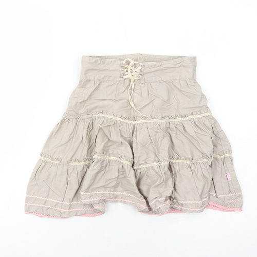 Pumpkin Patch Girls Brown Cotton A-Line Skirt Size 6 Years Regular Zip