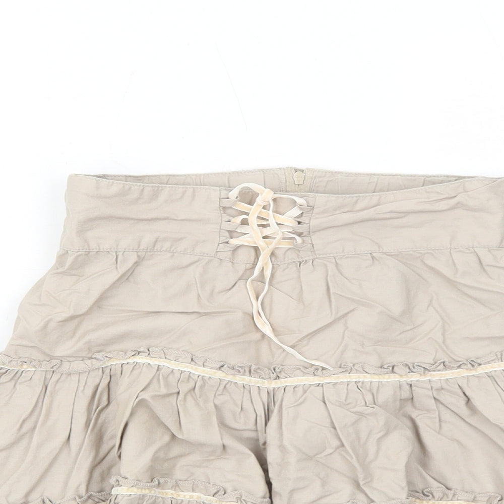 Pumpkin Patch Girls Brown Cotton A-Line Skirt Size 6 Years Regular Zip