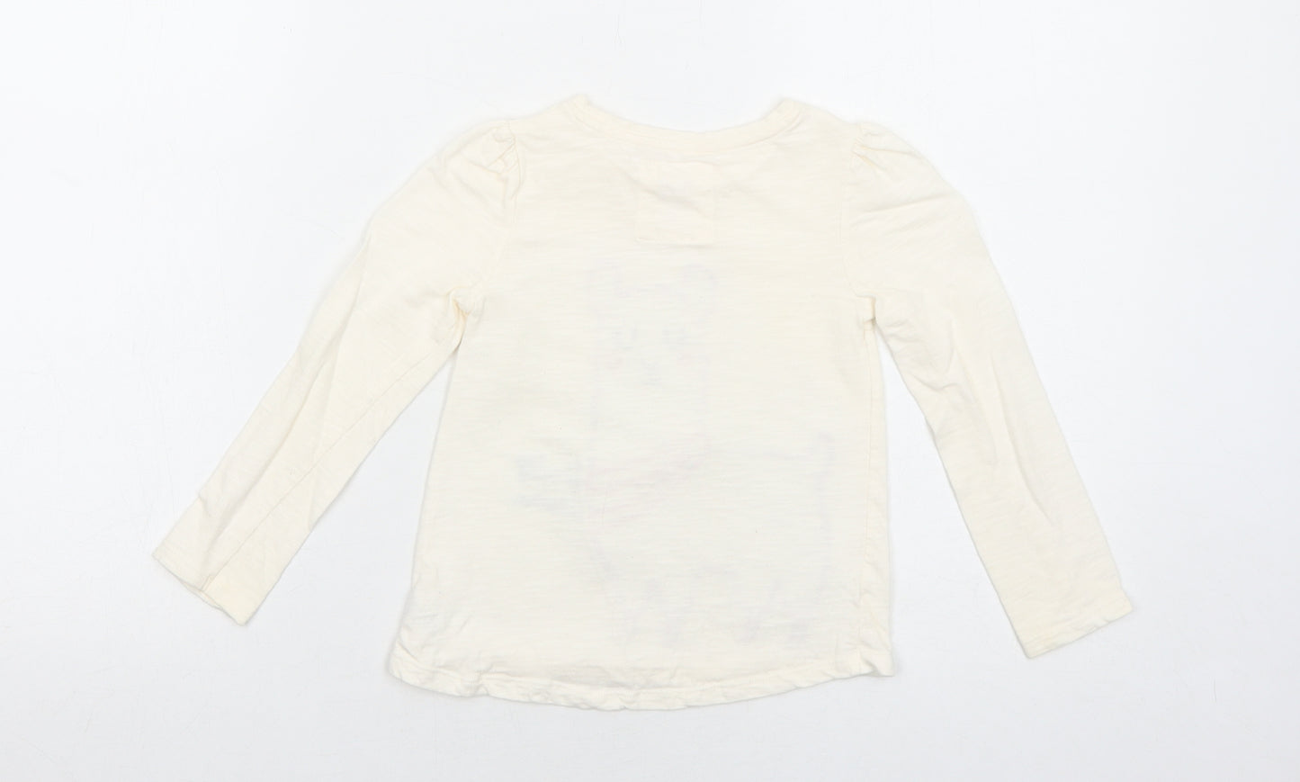 TU Girls Ivory Cotton Basic T-Shirt Size 3-4 Years Round Neck Pullover - Llama