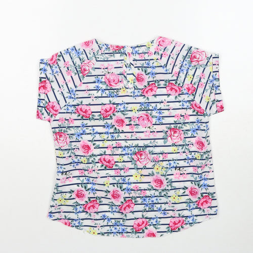 Young Dimension Girls Multicoloured Striped Polyester Basic T-Shirt Size 8-9 Years Round Neck Pullover - Floral