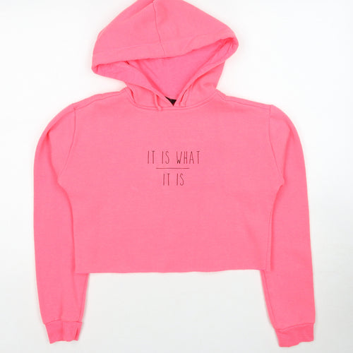 New Look Girls Pink Polyester Pullover Hoodie Size 12-13 Years Pullover - It Is What It Is