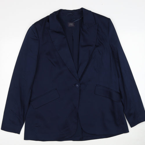 Marks and Spencer Womens Blue Cotton Jacket Suit Jacket Size 16