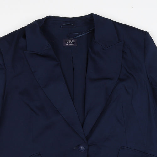 Marks and Spencer Womens Blue Cotton Jacket Suit Jacket Size 16