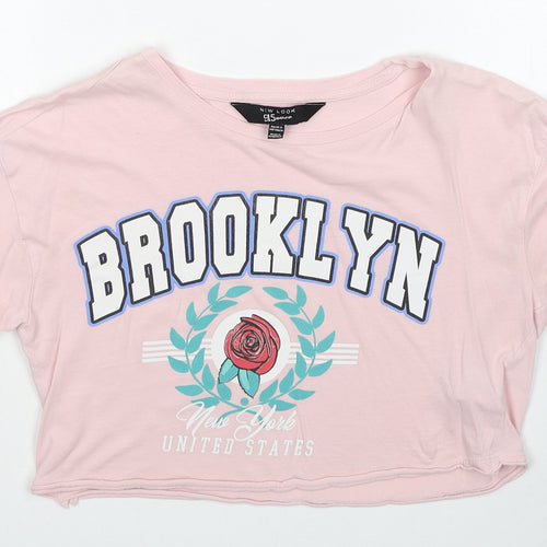New Look Girls Pink Cotton Basic T-Shirt Size 10-11 Years Round Neck Pullover - Brooklyn New York