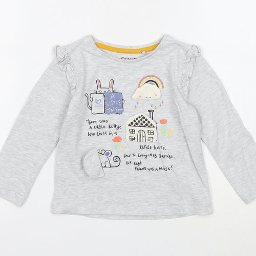 NEXT Girls Grey Cotton Basic T-Shirt Size 2-3 Years Round Neck Pullover - A Little Tale...