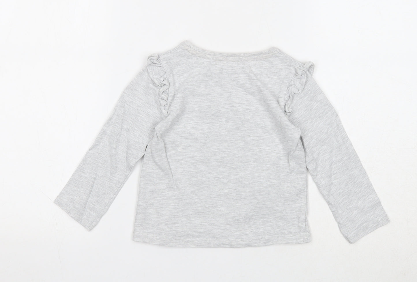 NEXT Girls Grey Cotton Basic T-Shirt Size 2-3 Years Round Neck Pullover - A Little Tale...