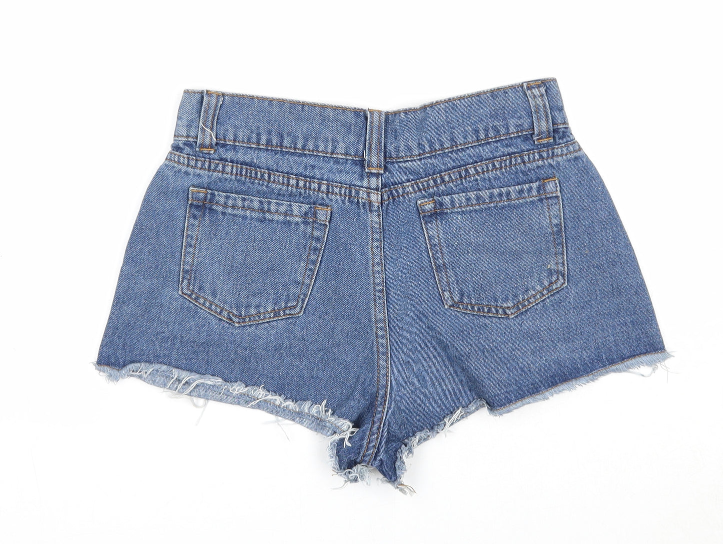 PRETTYLITTLETHING Womens Blue Cotton Cut-Off Shorts Size 6 Regular Zip