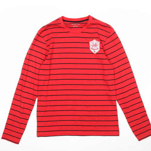 Cardiff City FC Mens Red Striped Cotton Button-Up Size S Round Neck Push Lock - Cardiff City FC