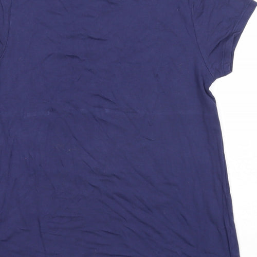 Marks and Spencer Girls Blue Viscose Basic T-Shirt Size 8-9 Years Round Neck Pullover - Elephant