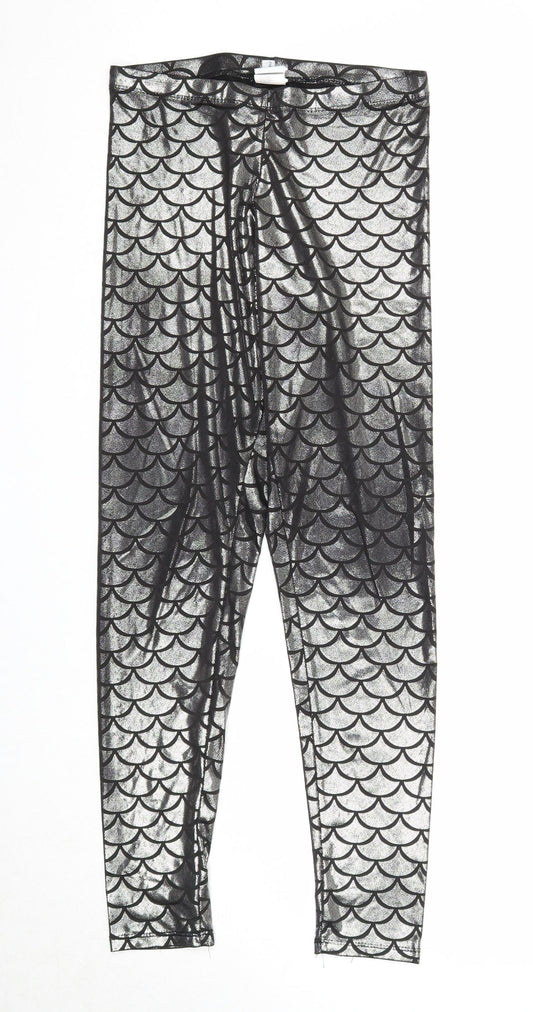 Diamond kit Womens Silver Geometric Polyester Chino Leggings Size S