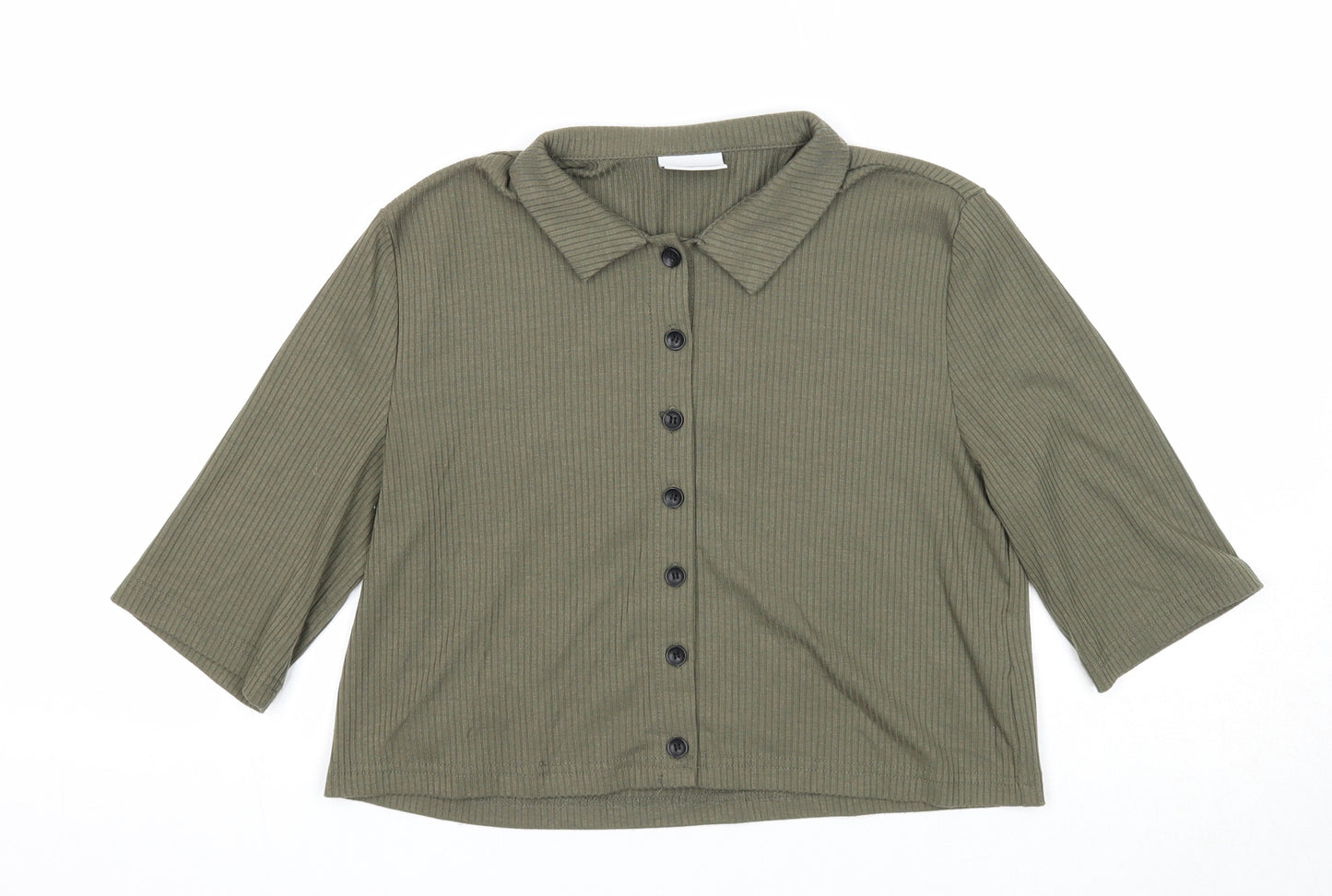 Noisy may Womens Green Polyester Basic Button-Up Size S Collared