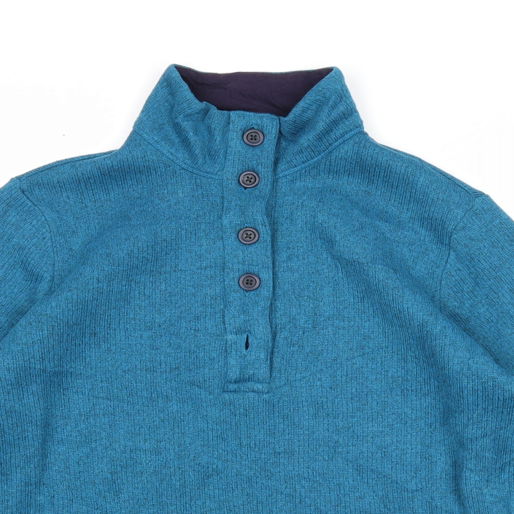 Lands' End Mens Blue High Neck Polyester Pullover Jumper Size M Long Sleeve