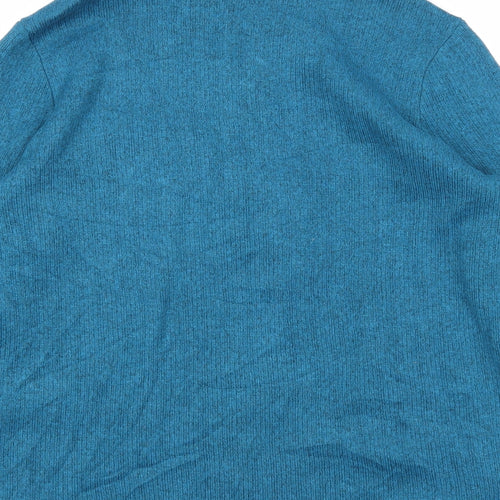 Lands' End Mens Blue High Neck Polyester Pullover Jumper Size M Long Sleeve