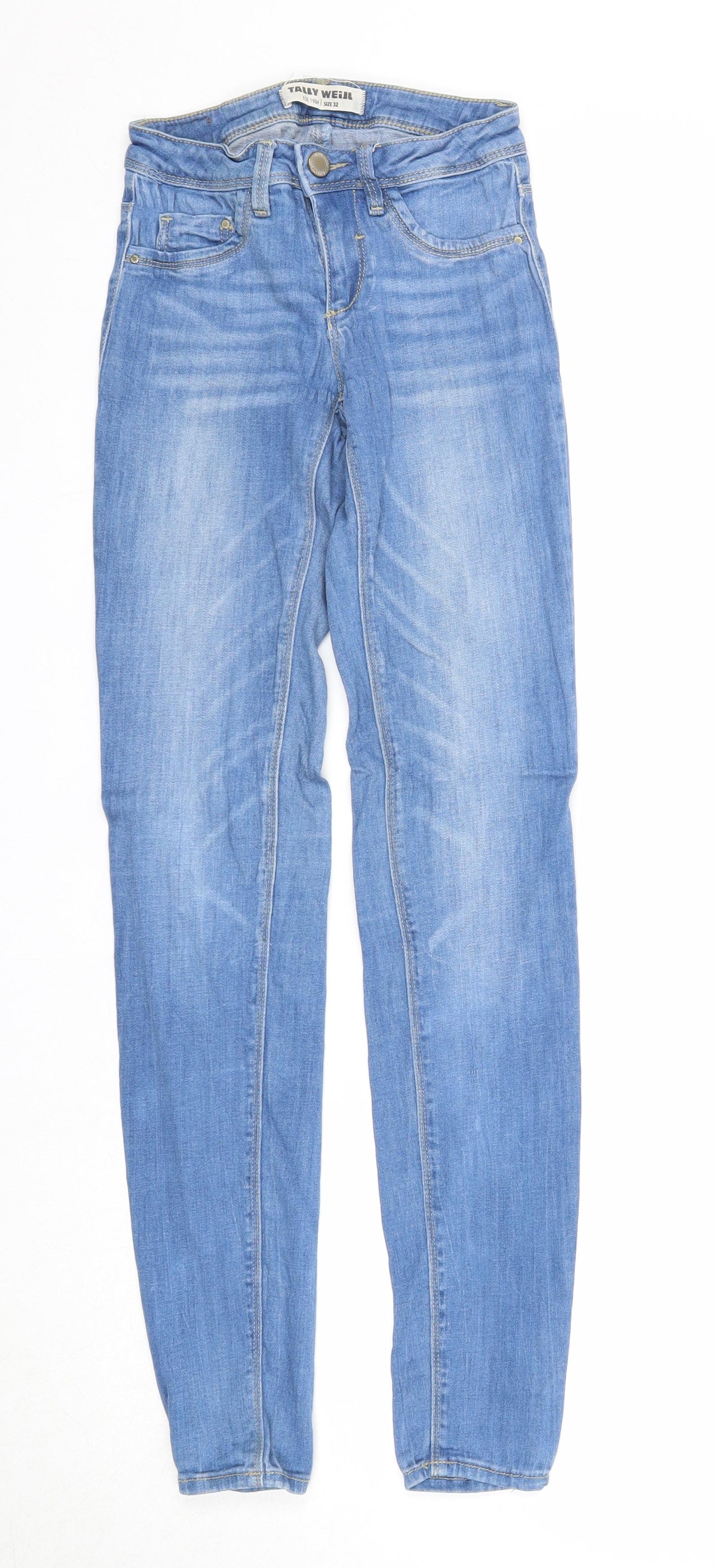 TALLY WEiJL Womens Blue Cotton Skinny Jeans Size 4 Regular Zip - Waist 20 inches