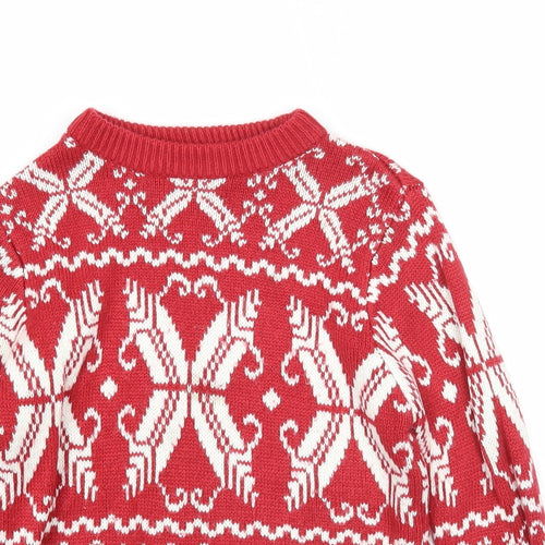 DMB Boys Red Round Neck Fair Isle Acrylic Pullover Jumper Size 6 Years Pullover