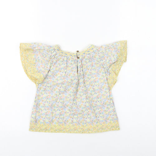 NEXT Girls Multicoloured Floral 100% Cotton Basic Blouse Size 2-3 Years Round Neck Button