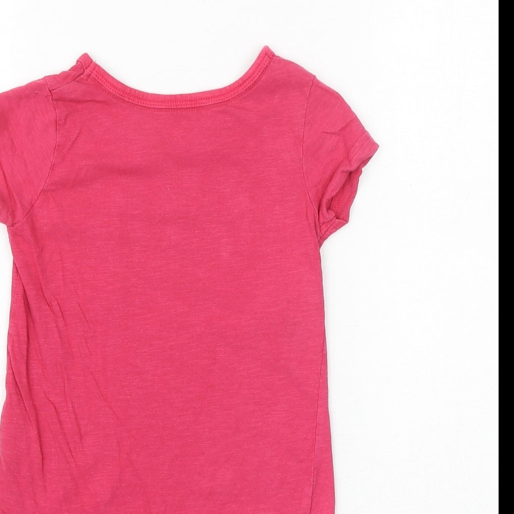 Lily& Dan Girls Pink 100% Cotton Basic T-Shirt Size 3-4 Years Round Neck Pullover
