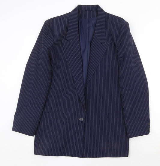 Debenhams Womens Blue Striped Polyester Jacket Suit Jacket Size 14