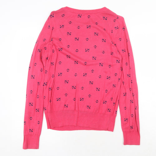 Animal Womens Pink Round Neck Geometric Cotton Pullover Jumper Size 10 - Anchor