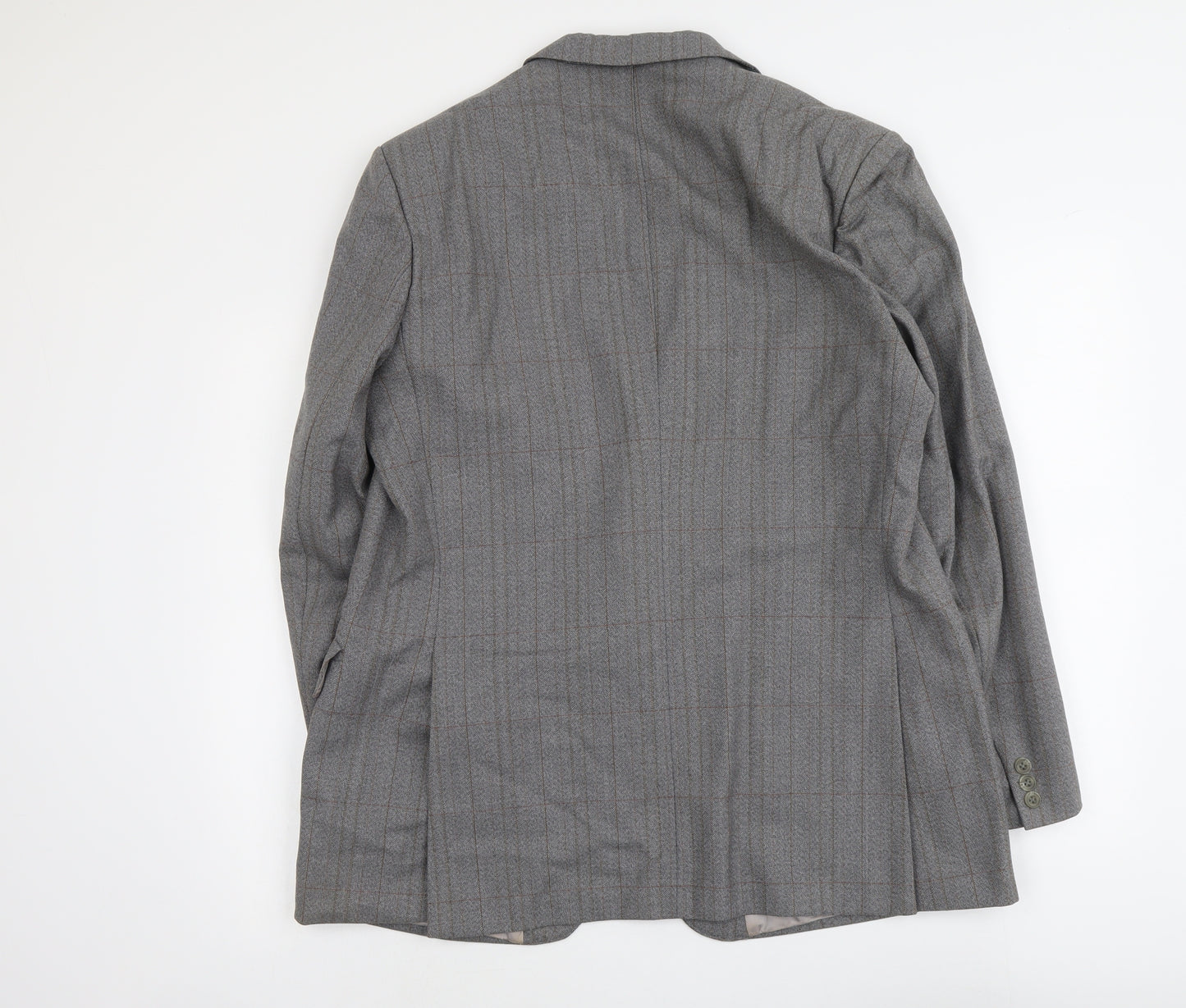Magee Mens Grey Check Wool Jacket Suit Jacket Size XL Regular