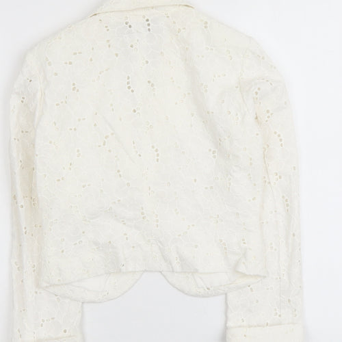 H&M Womens Ivory Floral Polyester Jacket Blazer Size 4
