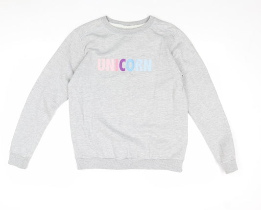 Anvil Womens Grey Cotton Pullover Sweatshirt Size S Pullover - Unicorn