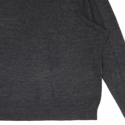 Cedar Wood State Mens Grey V-Neck Acrylic Pullover Jumper Size M Long Sleeve