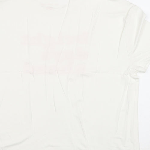 F&F Girls White Viscose Basic T-Shirt Size 13-14 Years Round Neck Pullover - Bright Days Ahead