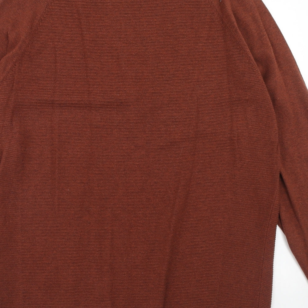 Red Herring Mens Brown Round Neck Cotton Pullover Jumper Size XL Long Sleeve