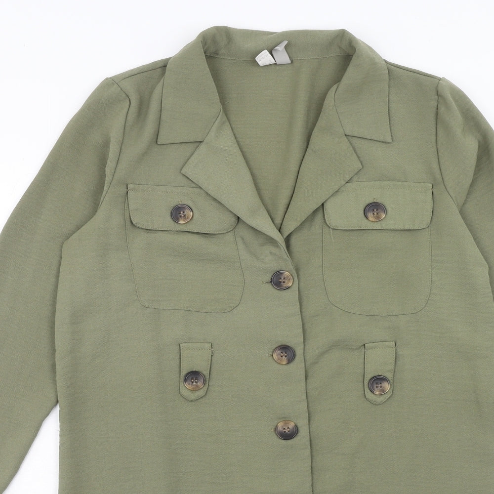 ASOS Womens Green Polyester Jacket Dress Size 6 Collared Button