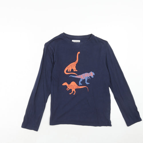 INEXTENSO Boys Blue Polyester Basic T-Shirt Size 12 Years Round Neck Pullover - Dinosaur Print