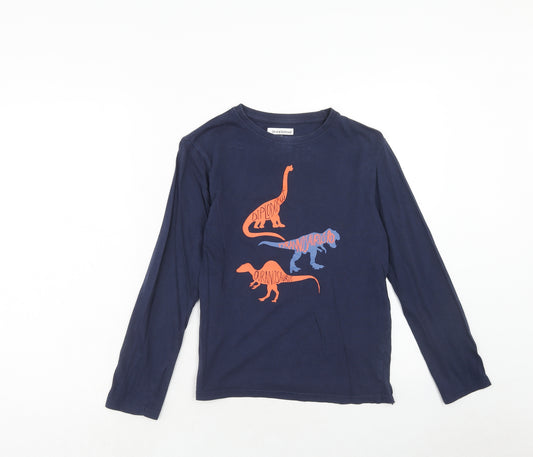 INEXTENSO Boys Blue Polyester Basic T-Shirt Size 12 Years Round Neck Pullover - Dinosaur Print