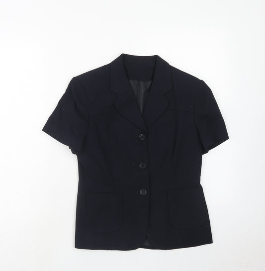 Anne Brooks Womens Blue Polyester Jacket Blazer Size 10