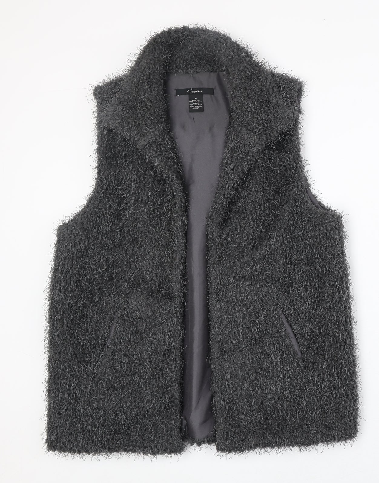 Cejon Womens Grey Gilet Jacket Size M - Fluffy