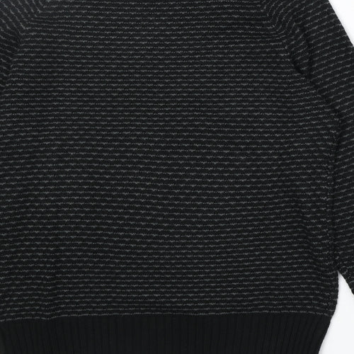 George Mens Black Round Neck Acrylic Pullover Jumper Size S Long Sleeve
