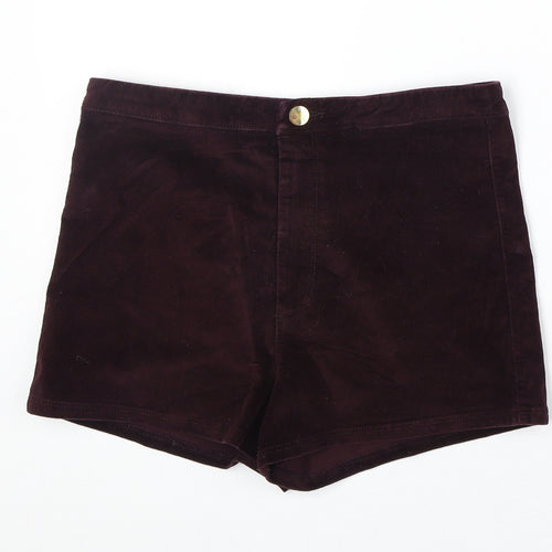 River Island Womens Purple Cotton Mom Shorts Size 12 Regular Zip