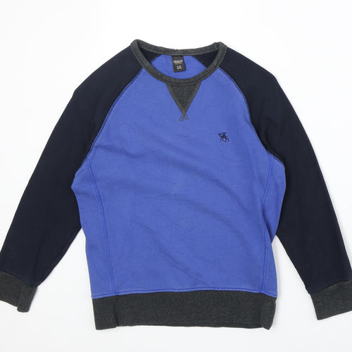 Mobacco Boys Blue Geometric 100% Cotton Pullover Sweatshirt Size 8-9 Years Pullover