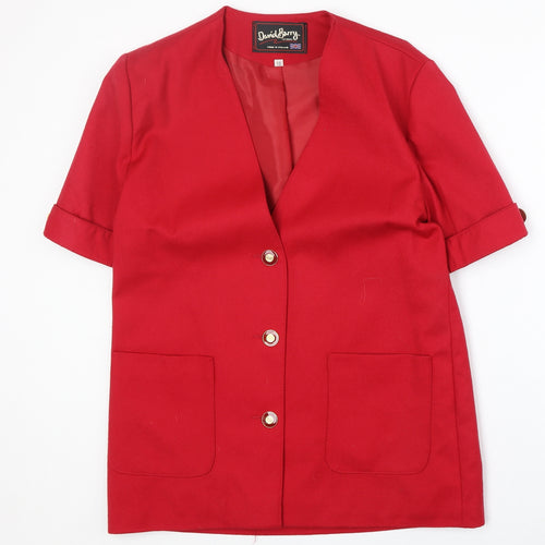 David Barry Womens Red Wool Jacket Blazer Size 12