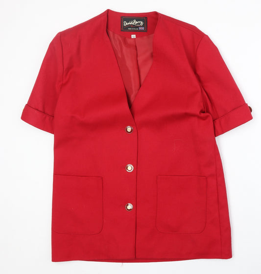 David Barry Womens Red Wool Jacket Blazer Size 12