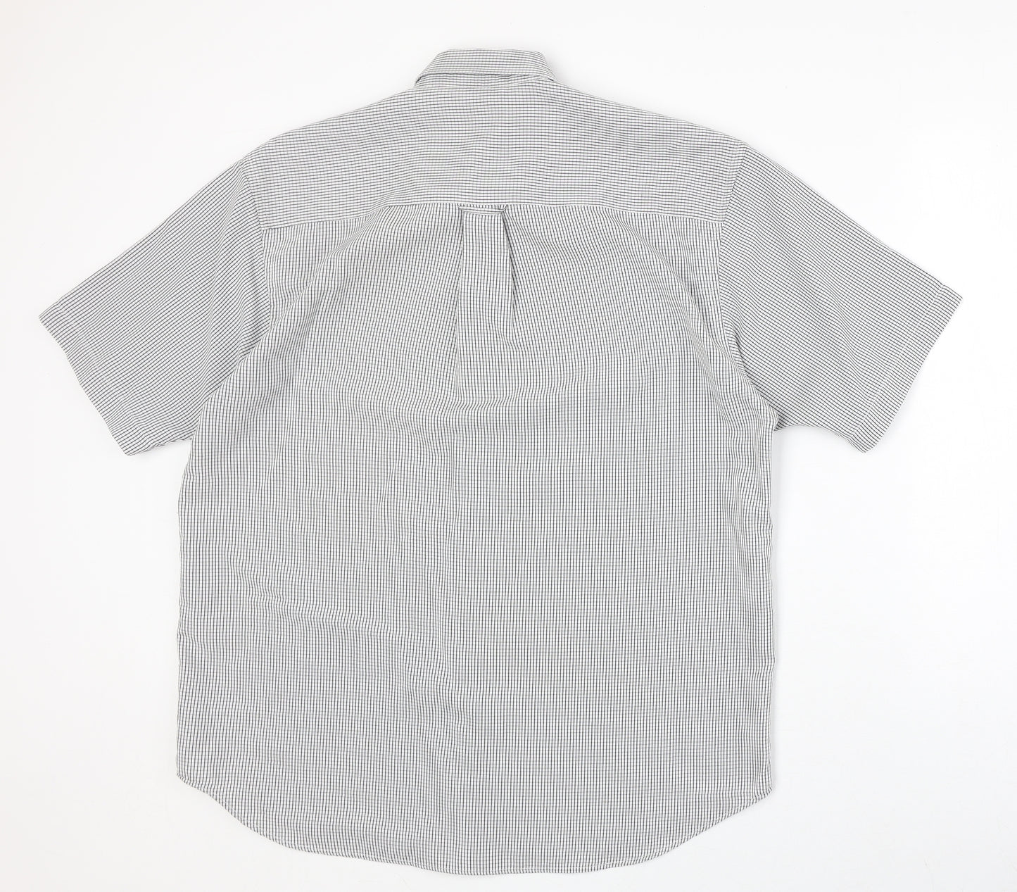 Defined Mens Grey Geometric Polyester Button-Up Size L Collared Button