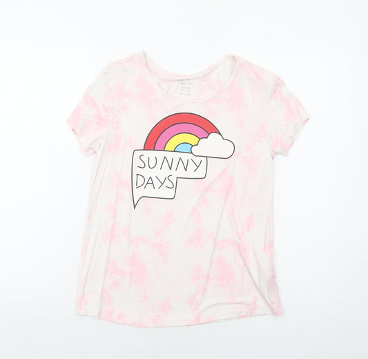Pepperts Girls Pink Viscose Basic T-Shirt Size 12-13 Years Round Neck Pullover - Sunny Days